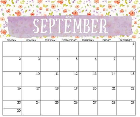 Calendar 2018 September