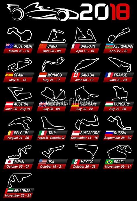 Calendar F1 2018 circuits sport  Posters by ideasfinder ...