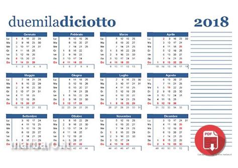 Calendari 2018 da stampare con le festività italiane