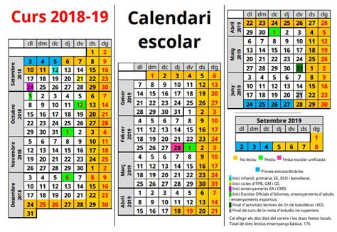 Calendari escolar 2018/2019
