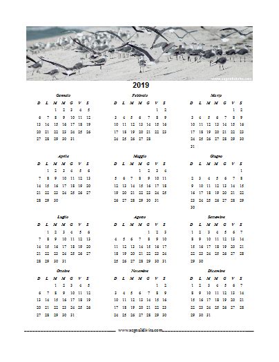 Calendari PDF 2019   Calendario in formato PDF del 2019