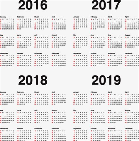 Calendario 2017 2018 2019 PNG y Vector para Descargar Gratis