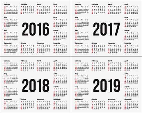 Calendario, 2017, 2018, 2019 PNG y Vector para Descargar ...