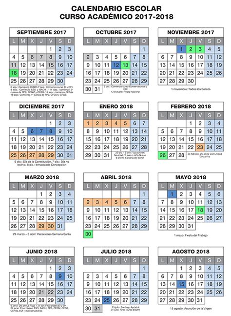 Calendario 2017 2018 Escolar Para Word   kalentri 2018