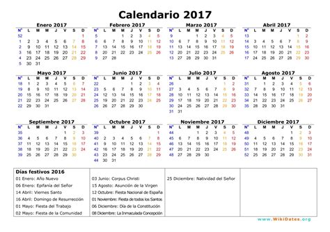 Calendario 2017   Calendario de España del 2017 ...