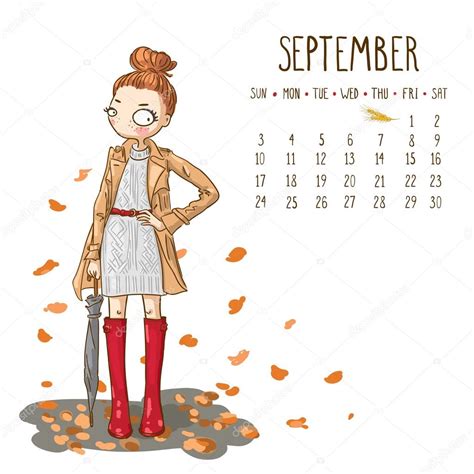 Calendario 2017, mes de septiembre. Diseño de las niñas de ...