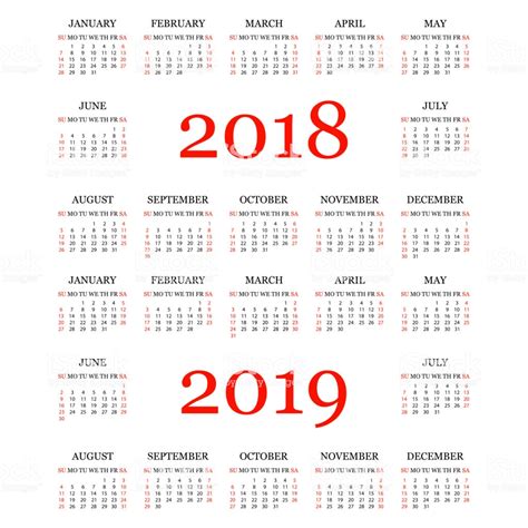 Calendario 2018 2019 Sencilla Plantilla De Calendario Para ...