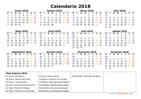 Calendario 2018   Calendario de España del 2018 ...