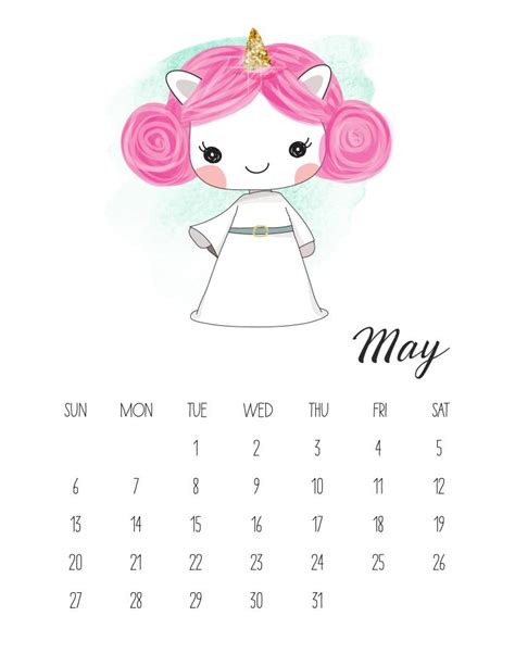 Calendario 2018 de Unicornios para Imprimir Gratis ...