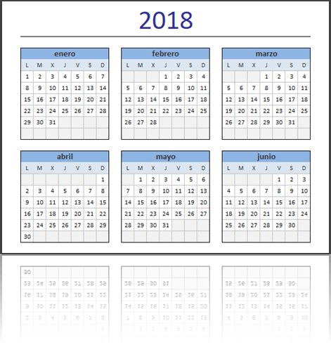 Calendario 2018 en Excel listo para imprimir   Excel Total