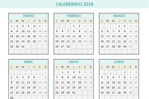Calendario 2018 en Excel   PlanillaExcel.com