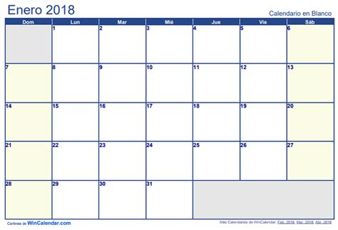 Calendario 2018 en Word, Excel y PDF | Calendarios ...