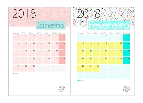 Calendário 2018 Gratuito para Download   Mesa Pronta