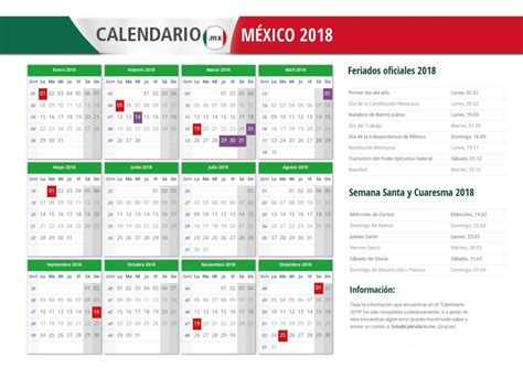 Calendario 2018 Mexico Con Feriados Para Imprimir ...