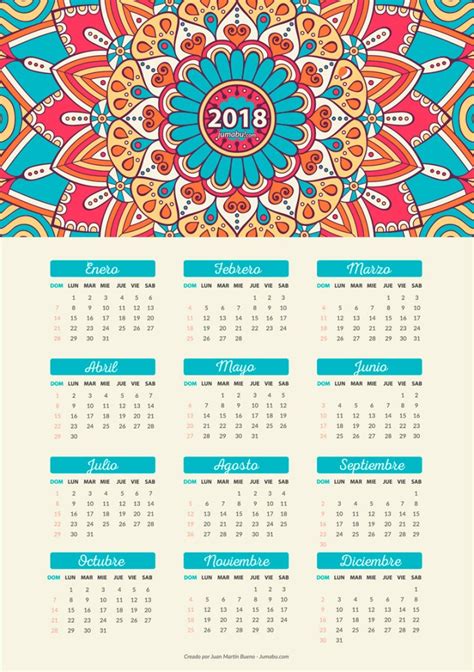 Calendario 2018 para imprimir gratis | Jumabu