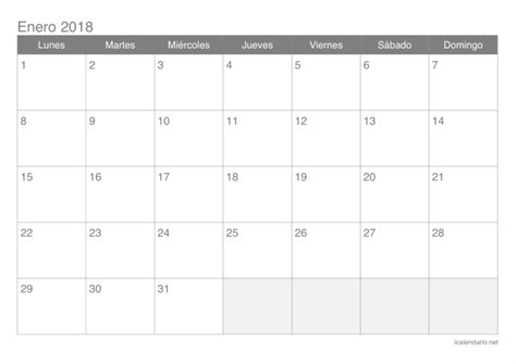 Calendario 2018 para imprimir   iCalendario.net