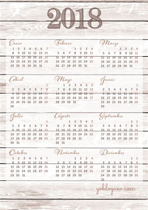 calendario 2018 para imprimir por meses   Tolg.jcmanagement.co