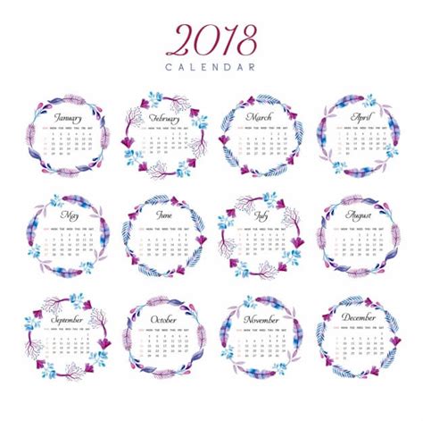 Calendario 2018 para imprimir – 10 vectores gratis ...