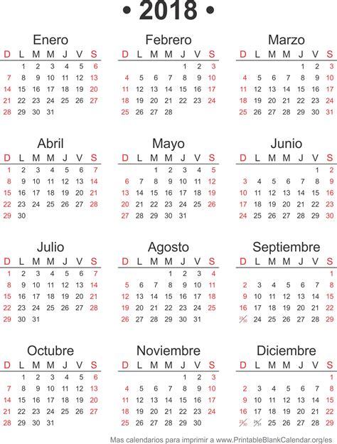 Calendario 2018 | printable yearly calendar