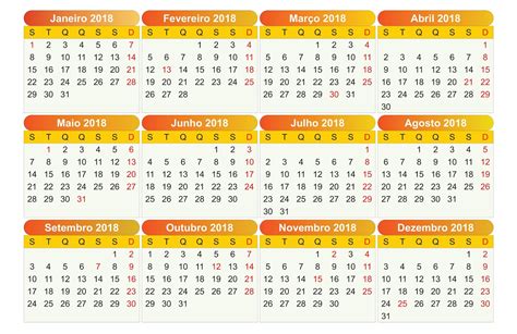 Calendário 2018 Pt BR CDR,Ai,PDF,PNG e PSD | calendários ...