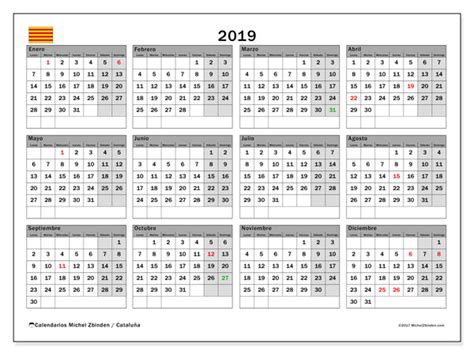 Calendario 2019, Cataluña