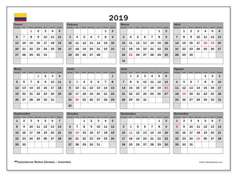 Calendario 2019, Colombia