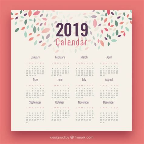 Calendário 2019 com elementos coloridos | Baixar vetores ...