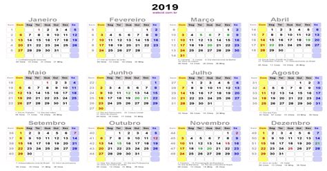 Calendário 2019 com feriados nacionais   Brasil, melhor ...