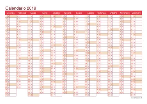 Calendario 2019 da stampare   iCalendario.it