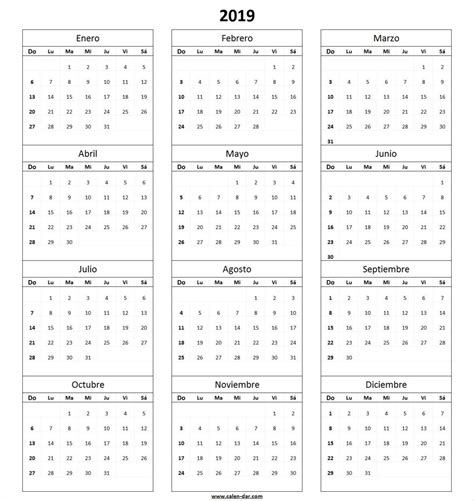Calendario 2019 en Blanco Para imprimir | agendas, etc ...