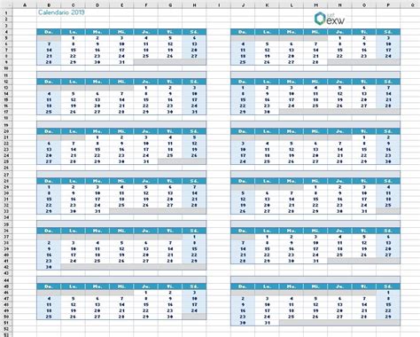 Calendario 2019 en Excel | Plantilla de Excel del ...