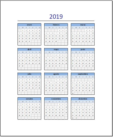 Calendario 2019 en Excel. Plantilla gratis y lista para ...