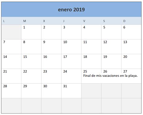 Calendario 2019 en Excel. Plantilla gratis y lista para ...