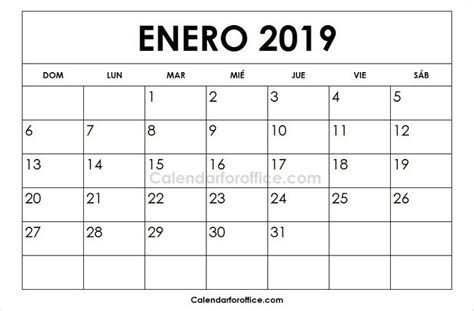 Calendario 2019 Enero Para Imprimir | 2019 Calendar ...