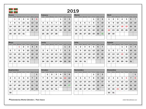 Calendario 2019, País Vasco
