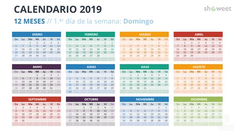 Calendario 2019 para PowerPoint  Español