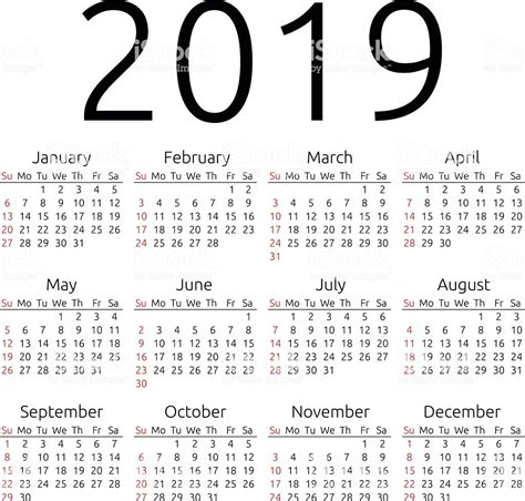 Calendario 2019 Por Mes Para Imprimir