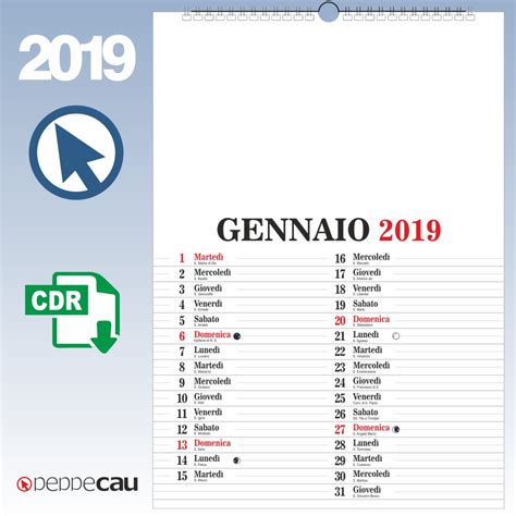 Calendario 2019 – Calendario 2019 PDF in formato vettoriale