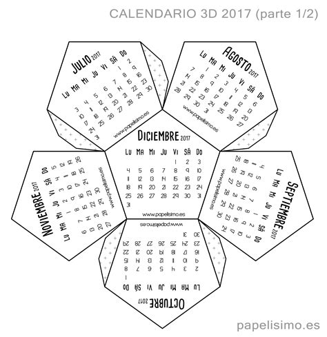 Calendario 3D 2017  pdf para imprimir    PAPELISIMO