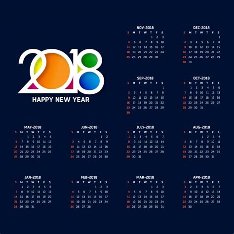 Calendario azul oscuro tipográfico para 2018 | Descargar ...