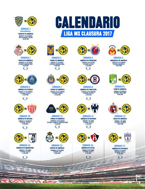 Calendario Clausura 2017 * Club América   Sitio Oficial