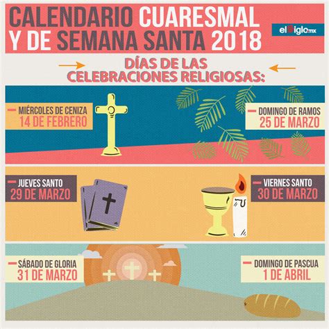 Calendario Cuaresmal y de Semana Santa 2018