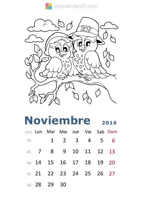 Calendario de 2016 para imprimir y colorear   Etapa Infantil