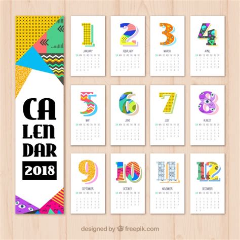 Calendario de 2018 con formas geométricas de colores ...
