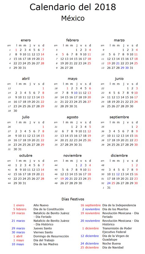 Calendario de Feriados 2018   CalendarioLaboral.com.mx