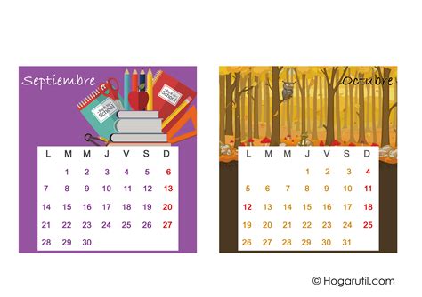 Calendario de mesa 2015   Meses de septiembre y octubre en ...