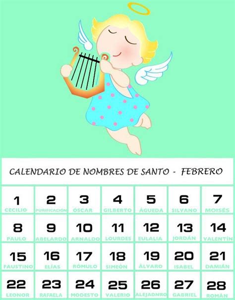 Calendario de Nombres de Santo – Febrero 2018