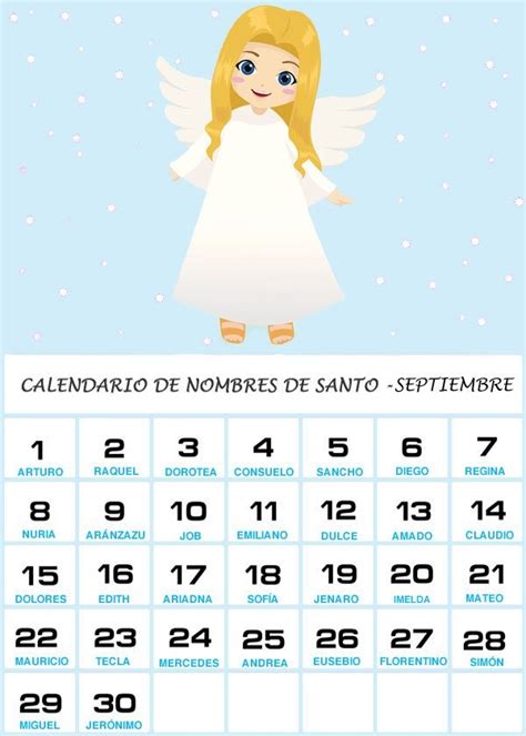 Calendario de Nombres de Santo – Septiembre 2017