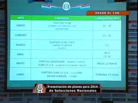 Calendario de partidos de la Selección Mexicana durante ...