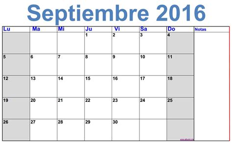 Calendario de septiembre 2016 para imprimir | calendars ...